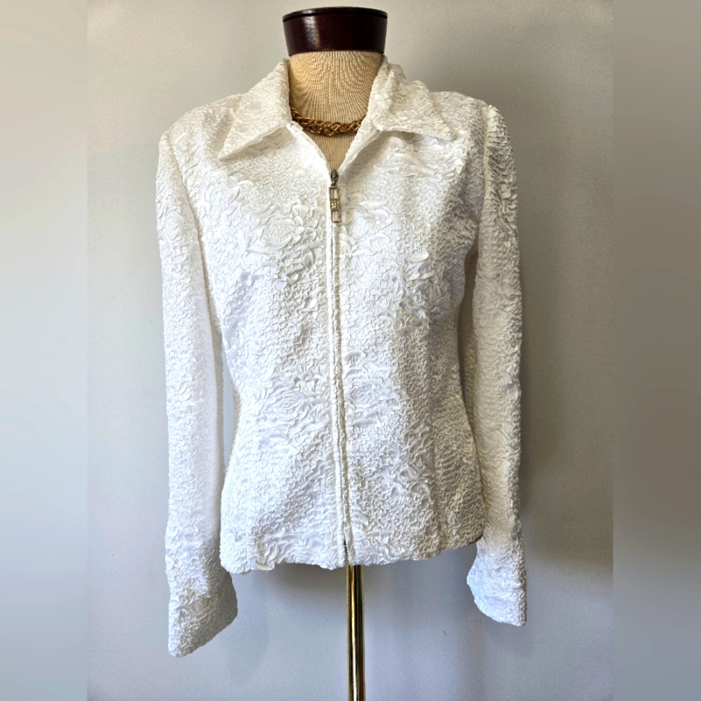 JOSEPH RIBKOFF Vintage White Textured Women's Jacket. Size S-M